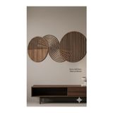 lexi Modern Estetik Dalgalı Çember Ceviz Renk Ahşap Duvar Dekoru Salon Ofis Hediyelik Tablo 40x100cm