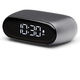 Lexon Minu mini çalar saat, kompakt, VA LCD ekran, dokunmatik ekran kullanımı, erteleme fonksiyonu ve arka plan aydınlatması, şarj edilebilir pil, alüminyum kaplama – metalik gri