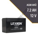 Lexron 12 volt 7.2 amper kuru tip akü