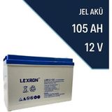 Lexron 12V 105Ah Derin Deşarj Jel Akü Solar Enerji Sistemleri için Uzun Ömürlü