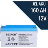 Lexron 12V Jel Akü 160 Ah Derin Döngü Güç Kaynağı 12 Volt 44.5 kg Ağırlık