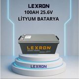 Lexron - İnges 25.6 Volt 100 Amper Lityum Akü - 24 Volt 100 Ah Lifepo4 Batarya - Güneş Paneli Aküsü