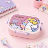 Lexroo 2 Bölmeli 304 Paslanmaz Çelik Çocuk Beslenme Kabı, Kilitli Lunch Box,pembe