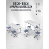 lexroo 4 Sandalyeli Katlanabilir Kamp Masası Portatif Bahçe Kamp ve Piknik Masa Seti Lex2632197