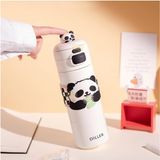 lexroo 480ml Sevimli Hayvanlar Süslü Pipetli/Pipetsiz El Askılı Paslanmaz Çelik Termos Lex2625408