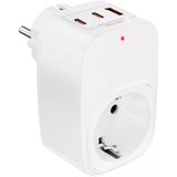Lexroo Akım Korumalı Priz 1X Priz, 2X Type-C, 1X Usb Port Çıkışlı Tekli (Beyaz)