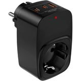 Lexroo Akım Korumalı Priz 1x Priz, 2x Type-C, 1x USB Port Çıkışlı Tekli (Siyah)
