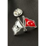 lexroo Ay Yıldız Atatürk İmzalı Yaka Rozet - Gümüş Rengi Lex2645033
