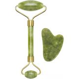 Lexroo C301abe101 Gua Sha Yeşim Taşında Jade Roller & Gua Sha Masaj Aleti, Yüz Ve Vücut Masaj