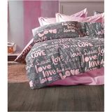 Lexroo Denizli Çeyiz Tek Kişilik Çocuk Nevresim Takımı Love Pembe