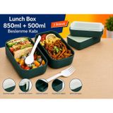 lexroo DORDOİ ASTRALLİFE 2 Katlı Beslenme Kabı 850 ml + 500 ml Bölmeli Lunch Box Çatal Kaşık Seti Lex2624893