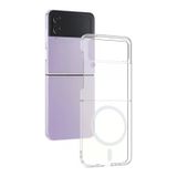 Lexroo Galaxy Z Flip 4 Kamera Korumalı Mag Safe Şarj Özellikli Şeffaf London Sert Pc Kılıf