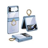 Lexroo Galaxy Z Flip 4 Kılıf Kıpta Yüzüklü Lens Korumalı Kılıf - Mavi