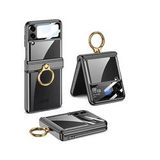 Lexroo Galaxy Z Flip 4 Kıpta Yüzüklü Lens Korumalı İnce Kılıf - Siyah
