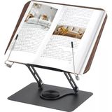 Lexroo HT-907 Metal Ahşap Kitap Okuma Standı 360 Dönebilen Katlanabilir Masaüstü Rahle Laptop