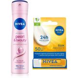 Lexroo Kadın Sprey Deodorant Pearl&Beauty 150Ml Ve Yüksek Güneş Korumalı Dudak Bakım Kremi, Spf50