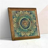 Lexroo Mandala Taş Duvar Tablosu - Ahşap Çerçeveli Taş Tablo - 25X25 Cm - Dekoratif Duvar Sanatı