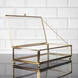 Lexroo Metal Çerçeveli Cam Sunumluk, Kapaklı Sandık, Çikolata Şeker Ve Takı Kutusu, 25X15 Cm (Altın)