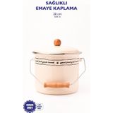 lexroo Mood Ahşap Detaylı Emaye Yoğurt/Bakliyat Bakracı(20Cm-3 Litre-Tüm Ocaklarla Uyumlu) 20 cm Tencere Lex2624435
