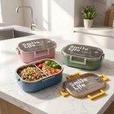 Lexroo Paslanmaz Çelik Yemek Kabı 980 Ml, Bölmeli Iç Hazneli Kilitli Kapaklı Lunch Box - Çok Renkli