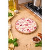 lexroo Pembe Kalp Desenli Mantar Nihale Tencere Tava Altlığı 19cm çapında 1cm Kalınlığında Lex2624307