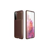 Lexroo Samsung Galaxy S21 Kılıf Fiber Auto Focus Kamera Korumalı Negro Kapak Kahverengi