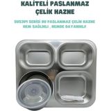Lexroo Vagonlife Bento 1200ML Lunchbox Tek Katlı 4 Bölmeli ve Kaseli Çelik Sefer Tası Yemek Kutusu - 1,2 lt - Çok Renkli