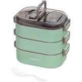 lexroo Vagonlife Bento 1450ml Lunchbox Üç Katlı 5 Bölmeli ve Mini Sosluklu Çelik Sefer Tası Yemek Lex2624862