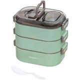Lexroo Vagonlife Bento 1450Ml Lunchbox Üç Katlı 5 Bölmeli Ve Mini Sosluklu Çelik Sefer Tası Yemek