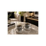 LEYA HOME 2'Li Seramik Zebra Desen Türk Kahvesi Fincan Takımı /Siyah Beyaz Zebra Desenli Fincan Takımı