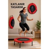Leyaton 102 cm (40 Inç) Katlanabilir Trambolin Siyah Kırmızı Renkli 80 kg Taşıma Kapasitesi