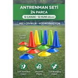 Leyaton 24 Parça Antrenman Seti, 12 Antrenman Hunisi 12 Antrenman Çanağı, 23 cm, Çok Renkli