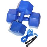 Leyaton 5Kg X 2 Adet Dambıl Ve Atlama Ipi Kombin Seti Vinyl Kaplama Dumbell