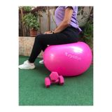 Leyaton 65 Cm Dayanıklı Yüksek Kalite Pilates Topu 1 Kgx2 Dambıl Pompa Hediye, Tek Ebat, BER01, PEMBE