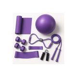 Leyaton 9 Parçalı Pilates Ve Fitness Seti Pilates Minderi, Dambıl, Squat Band Ve Daha Fazlası!, Tek Ebat, KHY-0003LM, Mor