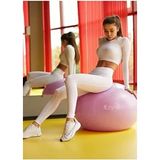 Leyaton Büyük Boy 65 cm Pembe Pilates Topu Kalın Pompalı Yoga Pilates Topu Tekil Kullanım İçin
