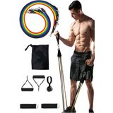 Leyaton Çantalı 12 Parça 5 Farklı Direnç Pilates Güç Lastiği Seti Ve 80-130 Cm Kapı Barfiksi Demiri