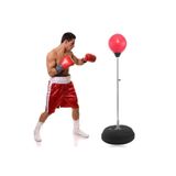 Leyaton Kırmızı Boks Seti Ayaklı + Eldiven Ayarlanabilir 120-146 Cm, Tek Ebat, ÖZÇ08, KIRMIZI