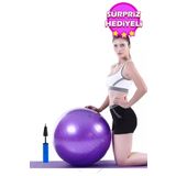 Leyaton Mor Pilates Topu 65 Cm Deluxe Yoga Plates Egzersiz Topu Ball Şişirme Pompası Seti