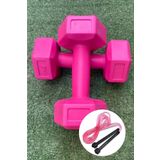 Leyaton Pembe Dambıl 2X1 Kg Dambıl Seti Dumbbell Atlama Ipi Lyt-25498D Plastik 1 Kg Dambıl Seti