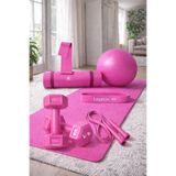 Leyaton Pilates Minderi 20 cm, Pilates Topu, Squat Band Direnç Lastiği, Atlama İpi, Dambıl Seti, Pembe