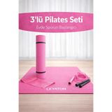 Leyaton Pilates Minderi, Pilates Lastiği, Atlama İpi Set, 6mm, Pembe
