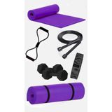 Leyaton Pilates Seti - Pilates Minderi 2 Adet Dambıl Squat Band Atlama İpi Direnç Lastiği Mor, gerhtrhtr