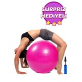 Leyaton Pilates Topu Seti 65 Cm Deluxe Yoga Egzersiz Topu Şişirme Pompası ile, Tek Ebat, PEMBETOP+POMPA(HEDİİYELI) F, Pembe