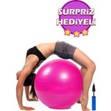Leyaton Pilates Topu Seti Pembe 65 Cm Deluxe Yoga Pilates Egzersiz Topu Ball Şişirme Pompası Seti