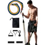 Leyaton Siyah Çantalı 11 Parça 5 Farklı Direnç Pilates Güç Lastiği Seti, Tek Ebat, 11LİDirenç+80130BarENS, Karışık Renkli