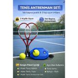 Leyaton Tenis Seti, 2 Adet 21 inç Raket, Tenis Topu, Taşıma Çantası, Tenis Antrenman Aparatı, Kırmızı