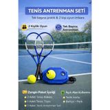 Leyaton Tenis Seti, 2 Adet 21 inç Raket, Tenis Topu, Taşıma Çantası, Tenis Antrenman Aparatı, Mavi