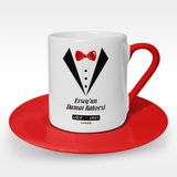 Leydi Collection Damat Kahvesi Tasarımlı Kırmızı 5 Türk Kahvesi Fincanı
