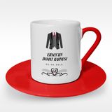 Leydi Collection Damat Kahvesi Tasarımlı Kırmızı 7 Türk Kahvesi Fincanı